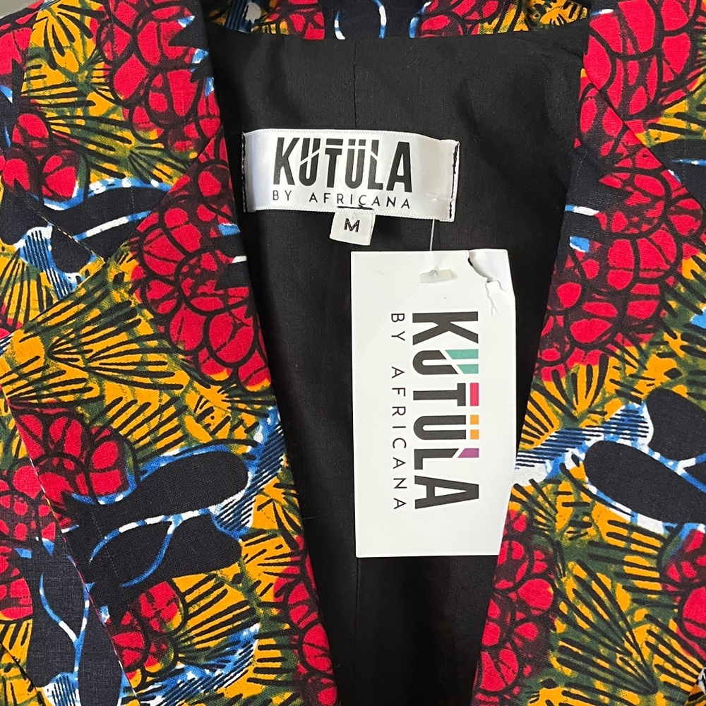 Kutula by Africana Floral Patterned Blazer in Red and Yellow - Picture 3 of 6